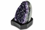Deep Purple Amethyst Geode With Wood Base - Uruguay #342791-1